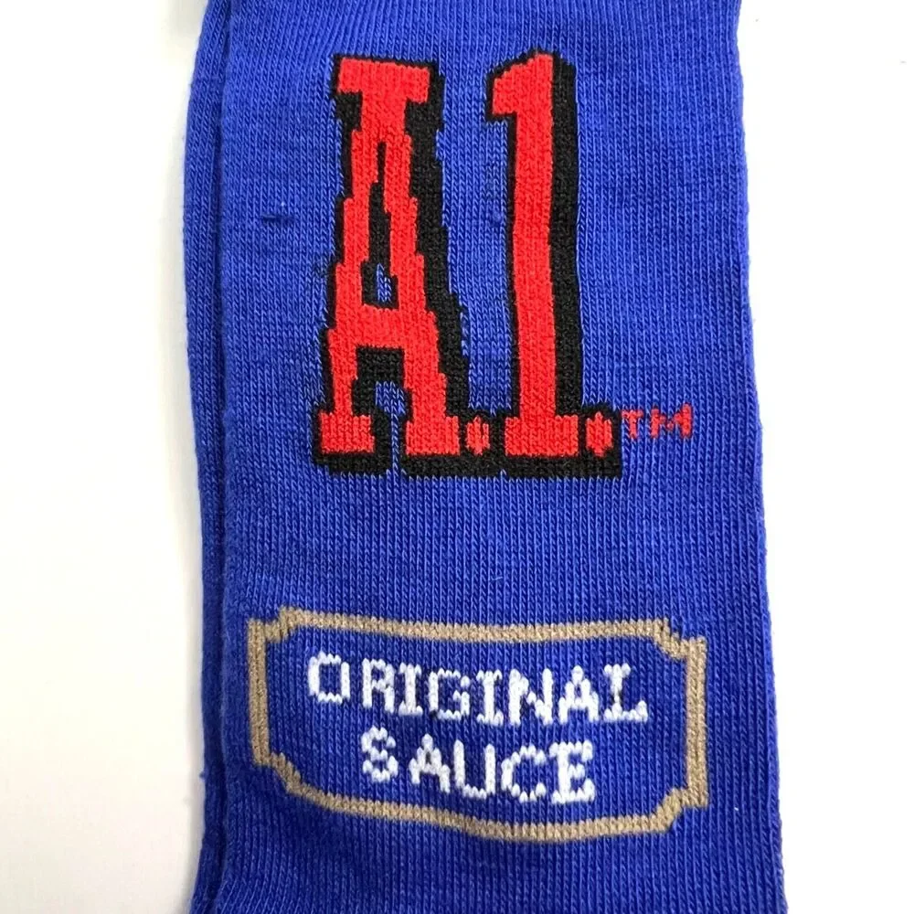 Odd Sox Unisex A1 Original Sauce Steak Sauce Novelty Crew Socks Blue Red Retro